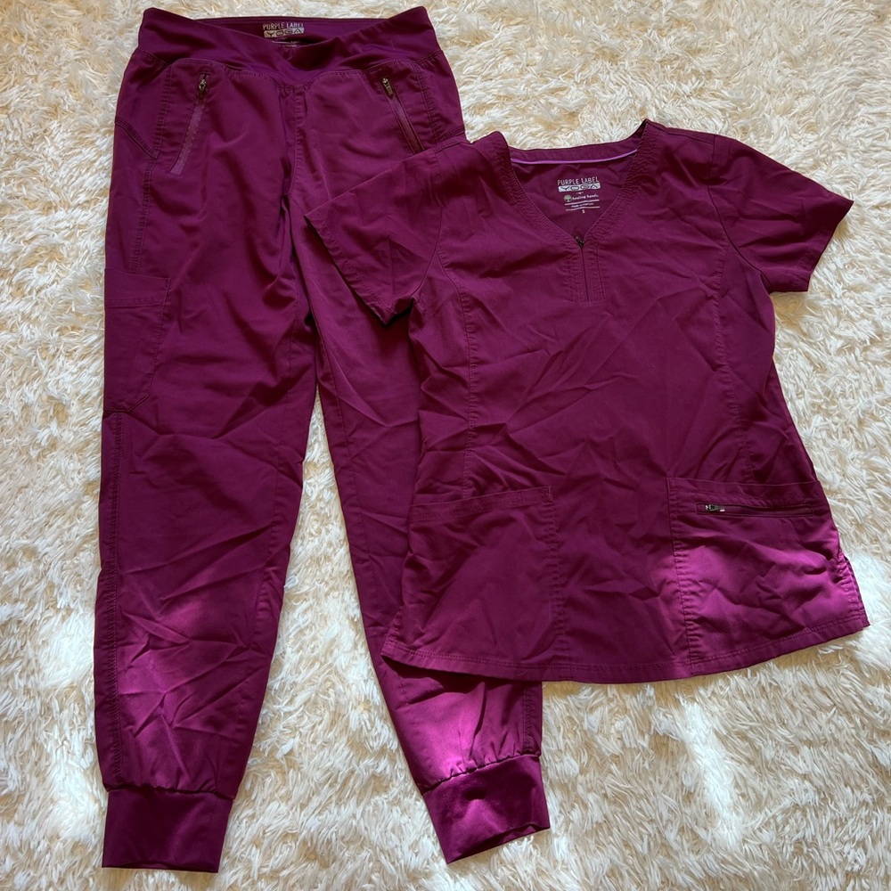 Healing hands scrub set maroon burgundy small